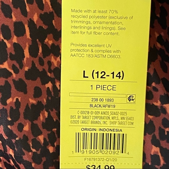 ALL In Motion NWT black/brown animal print long sleeve swim top - Picture 10 of 15